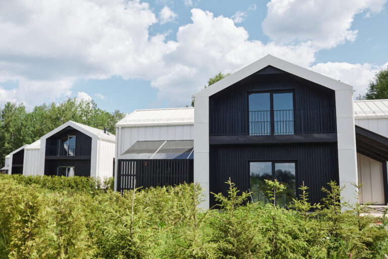 Modern homes to represent repurposing older factories using new materials in construction for @ Counties Construction Bromyard Herefordshire